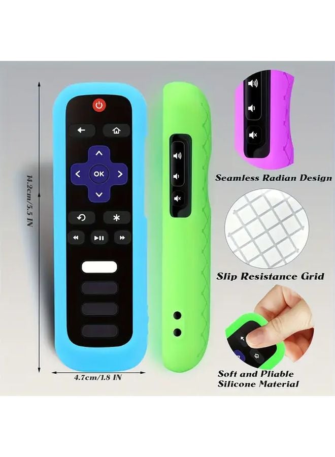 Blue Glow In The Dark Silicone Remote Cover With Lanyard For Roku TV Remote Control - Image 2